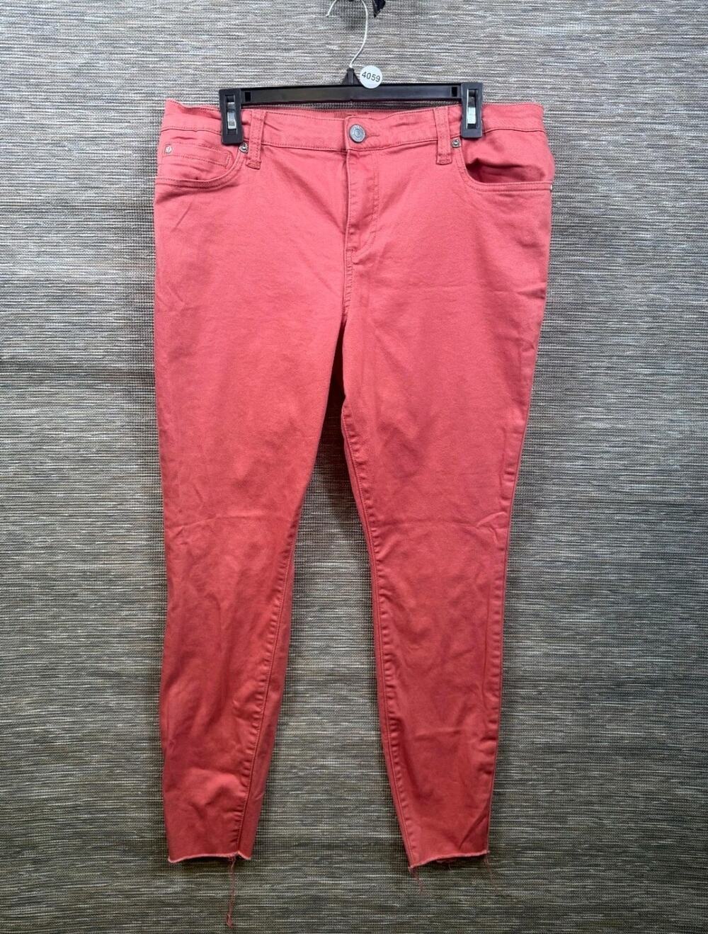 KUT from the Kloth Jeans Womens Coral Size 14 Carlo Ankle Skinny Stretch Raw Hem
